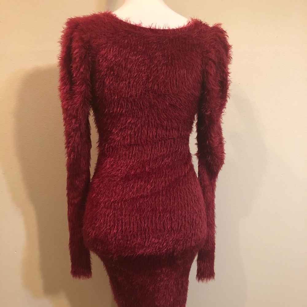 NWOT 4SI3NNA Fuzzy Red Long Sleeve Sweater Dress - Picture 11 of 14